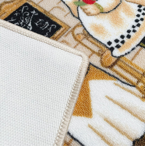 Beige Chef Washable Kitchen Mat With Non-Slip Backing - 17"x24"