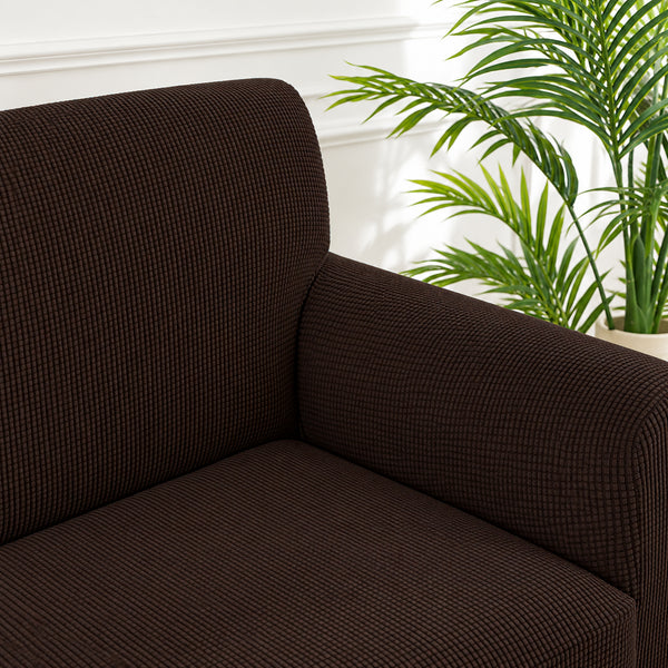 Chocolate Brown 3-Piece Set 4-Way Stretch Ruffled Skirt Slipcover Sofa Loveseat & Armchair Cover Protector