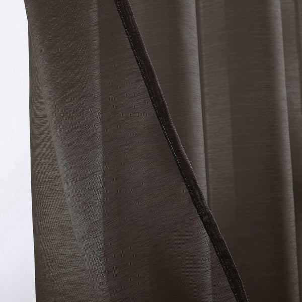 Chocolate Brown Sheer Window Grommet Curtain Set 84" Inches Long ( 2 Panels)