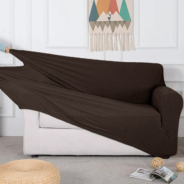 Chocolate Brown 3-Piece Set 4-Way Stretch Slipcover Sofa Loveseat & Armchair Cover Protector