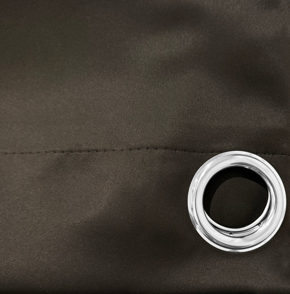 2 Piece Solid Chocolate Brown Blackout Grommet Curtain Panel Set - 84" Long