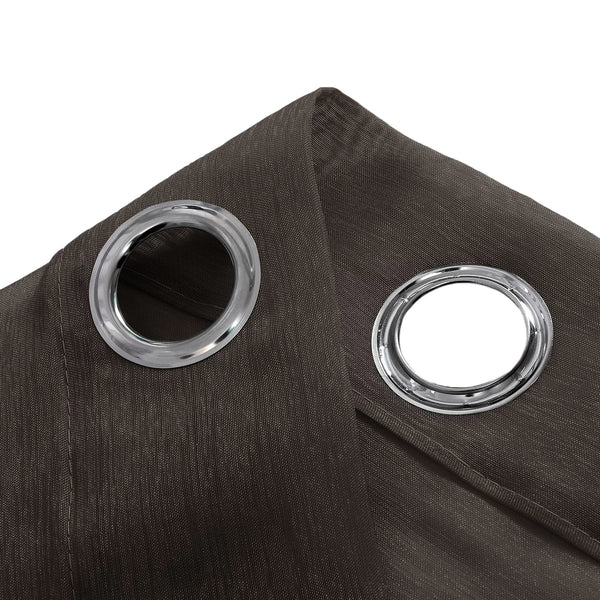 Chocolate Brown Sheer Window Grommet Curtain Set 84" Inches Long ( 2 Panels)