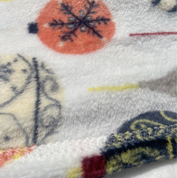White Orange Christmas Holiday Plush Soft Throw Blanket