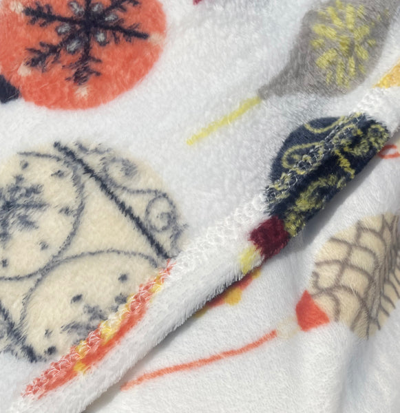 White Orange Christmas Holiday Plush Soft Throw Blanket