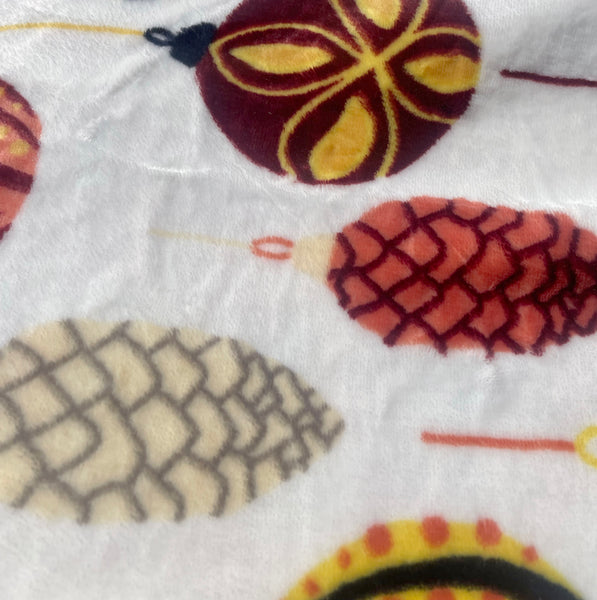 White Orange Christmas Holiday Plush Soft Throw Blanket