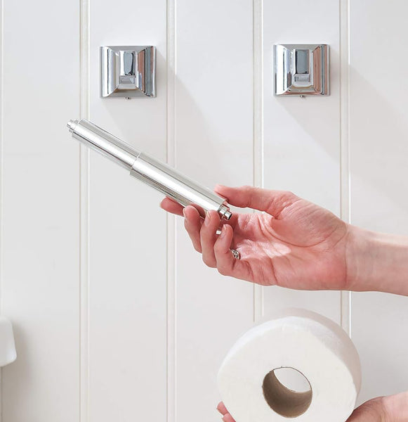 2 Pack Chrome Universal Fit Toilet Paper Spring Loaded Holder Roller