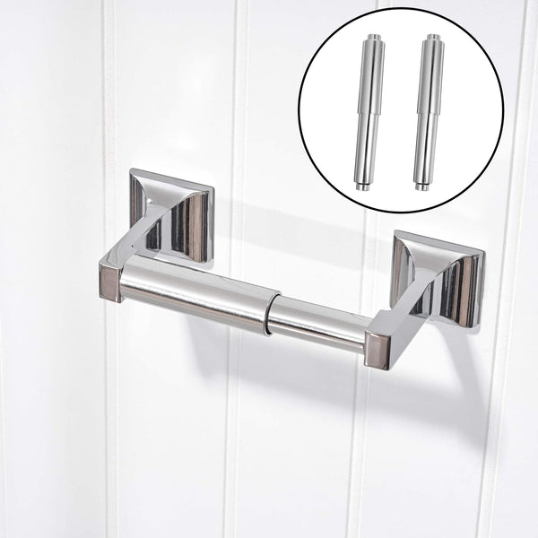 2 Pack Chrome Universal Fit Toilet Paper Spring Loaded Holder Roller