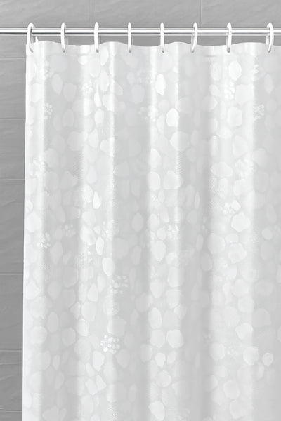 Clear Stones Pebbles Geometric Glam luxury Vinyl Shower Curtain With 12 Plastic Curtain Hooks - 71" x 71"