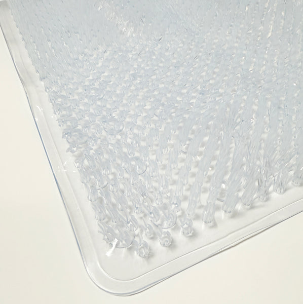 Clear Transparent Non-Slip Shower Tub Mat PVC Bathtub Safety Mat with Suction Cups & Soft Massage Loofah Surface - 35"x16"