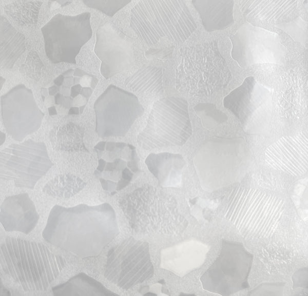 Clear Stones Pebbles Geometric Glam luxury Vinyl Shower Curtain With 12 Plastic Curtain Hooks - 71" x 71"