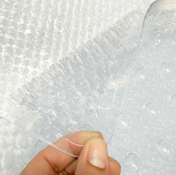 Clear Transparent Non-Slip Shower Tub Mat PVC Bathtub Safety Mat with Suction Cups & Soft Massage Loofah Surface - 35"x16"