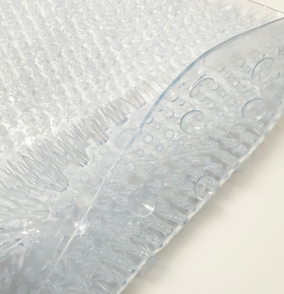 Clear Transparent Non-Slip Shower Tub Mat PVC Bathtub Safety Mat with Suction Cups & Soft Massage Loofah Surface - 35"x16"