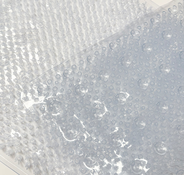 Clear Transparent Non-Slip Shower Tub Mat PVC Bathtub Safety Mat with Suction Cups & Soft Massage Loofah Surface - 35"x16"
