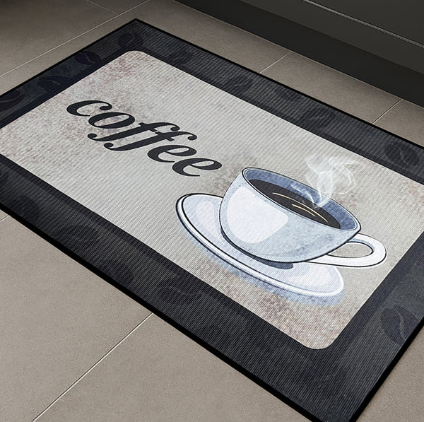 36" x 19" - Black Coffee Modern Non-Slip Washable Low Pile Kitchen Mat