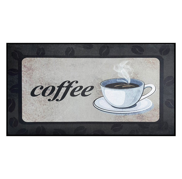 36" x 19" - Black Coffee Modern Non-Slip Washable Low Pile Kitchen Mat
