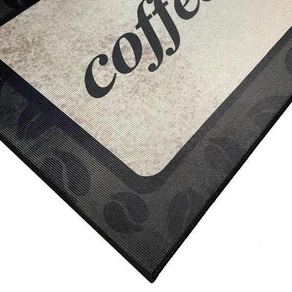 36" x 19" - Black Coffee Modern Non-Slip Washable Low Pile Kitchen Mat