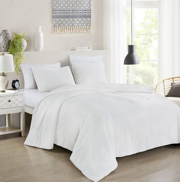 3 Piece White Super Soft Solid Cooling Technology Comforter Bedding Set