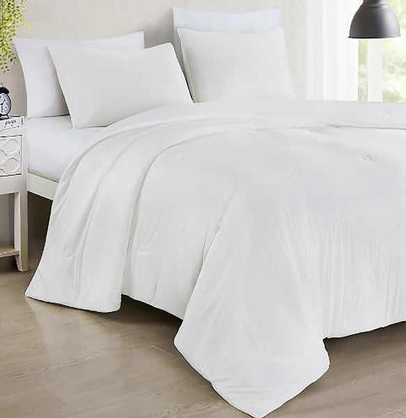 3 Piece White Super Soft Solid Cooling Technology Comforter Bedding Set