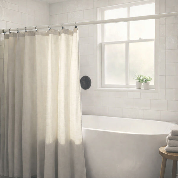 Cream Adjustable Spring Tension Curtain Rod Heavy Duty Anti-slip 42-72" Inches