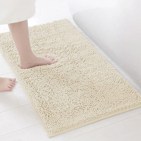 35"x24" - Cream Soft Cozy Plush Chenille Bath Mat Bathroom Rug