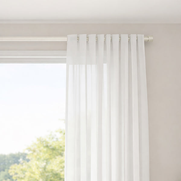 Cream Adjustable Spring Tension Curtain Rod Heavy Duty Anti-slip 42-72" Inches