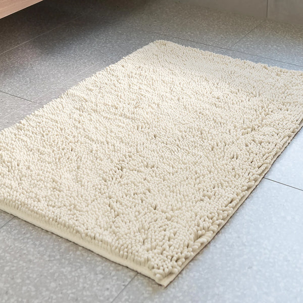 35"x24" - Cream Soft Cozy Plush Chenille Bath Mat Bathroom Rug