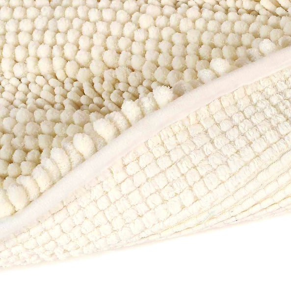2 Piece Set Cream Soft Cozy Plush Chenille Bath Mat Bathroom Rug