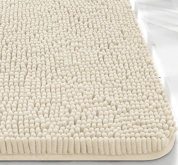 35"x24" - Cream Soft Cozy Plush Chenille Bath Mat Bathroom Rug