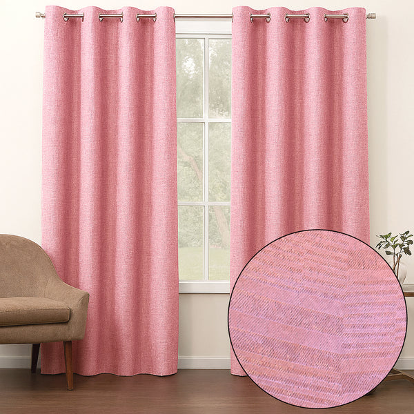 108" Long - 2 Piece Dusty Pink Solid Silky Geometric Embossed Blackout Grommet Window Curtain Panel Set