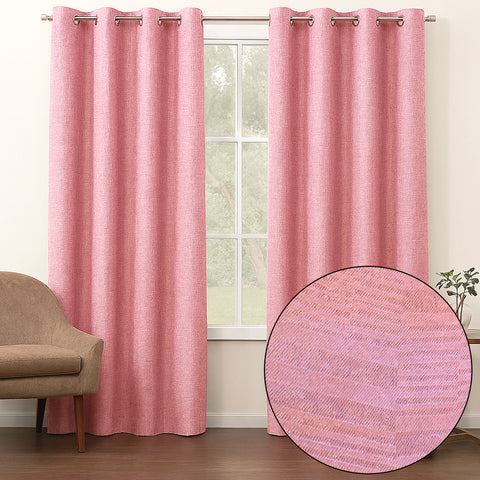 108" Long - 2 Piece Dusty Pink Solid Silky Geometric Embossed Blackout Grommet Window Curtain Panel Set