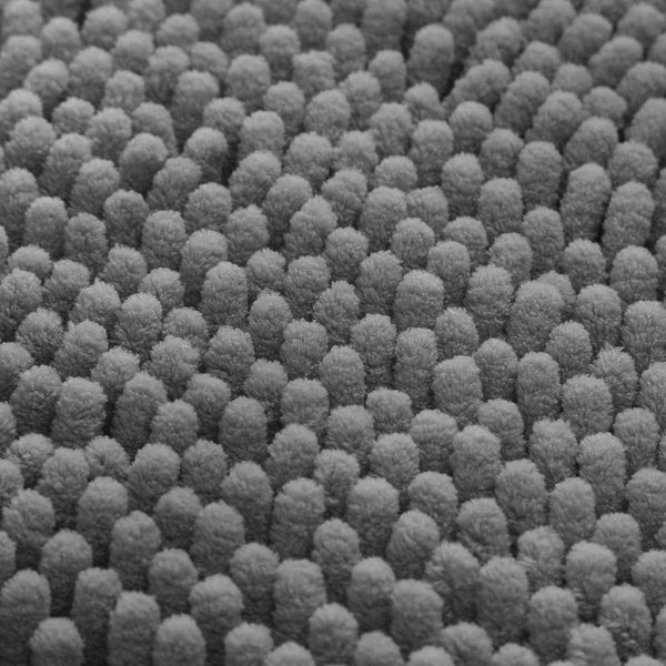 2 Piece Set Dark Grey Soft Cozy Plush Chenille Bath Mat Bathroom Rug