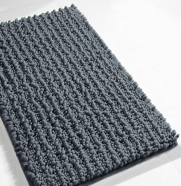 24"x16" - Dark Grey Soft Cozy Plush Chenille Bath Mat Bathroom Rug