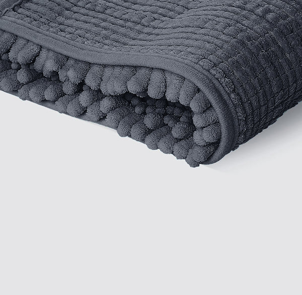 2 Piece Set Dark Grey Soft Cozy Plush Chenille Bath Mat Bathroom Rug