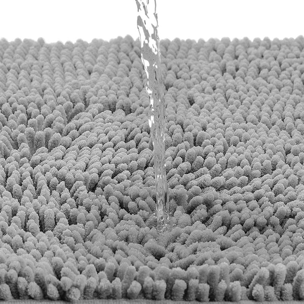 2 Piece Set Dark Grey Soft Cozy Plush Chenille Bath Mat Bathroom Rug