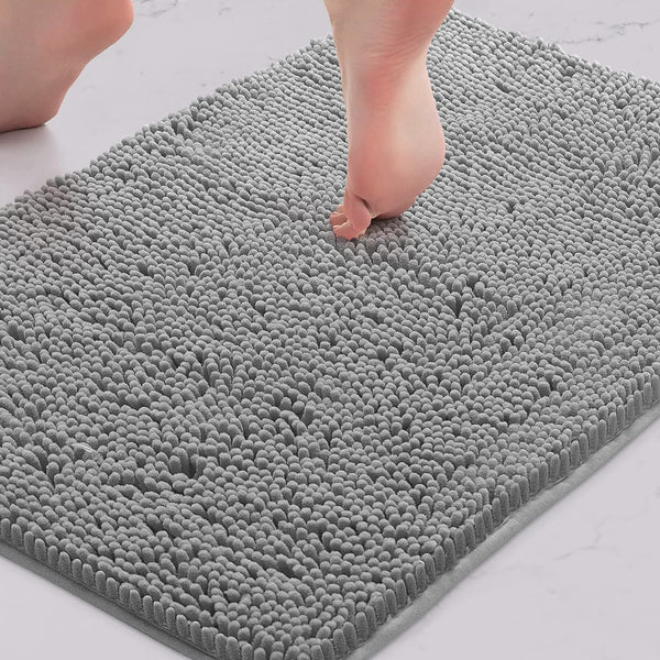 23"x15" - Dark Grey Soft Cozy Plush Chenille Bath Mat Bathroom Rug