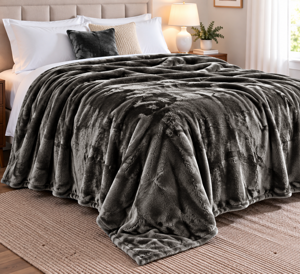 Solid Dark Grey Ultra Plush Fleece Ultra Soft Warm Cozy Bed Blanket