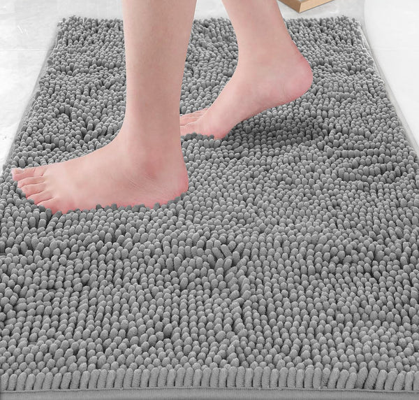 23"x15" - Dark Grey Soft Cozy Plush Chenille Bath Mat Bathroom Rug