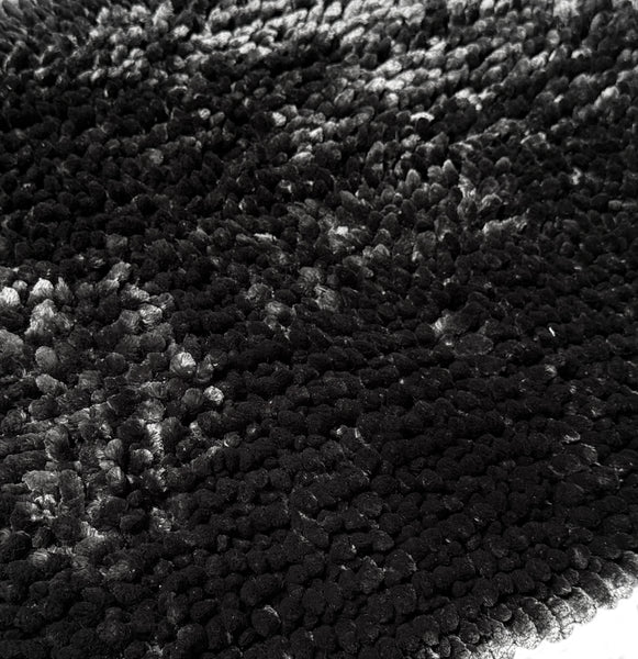 Dark Grey Plush Thick Chenille Bath Mat with Floral Shower Curtain & Hooks - 15 Piece Set