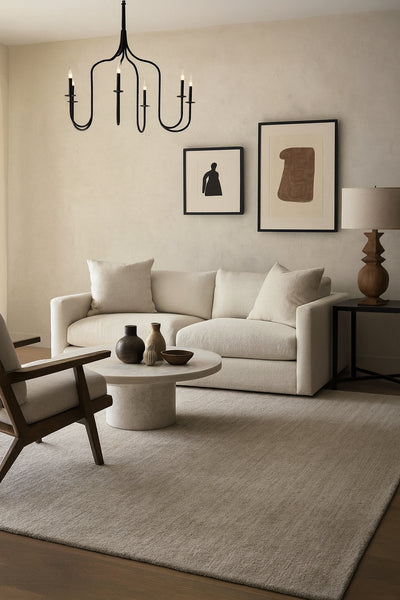 Dove Grey Solid Speckled Wool Handmade Modern Minimal Area Rug