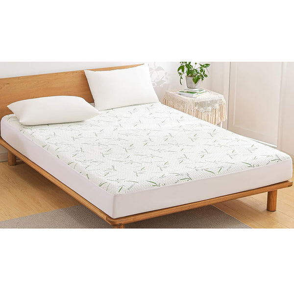 California King Cal-King Size Jacquard Quilted Bamboo Mattress Pad Fitted Elastic Cover Protector - Stretches up 18" Inches