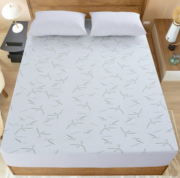 California King Cal-King Size Jacquard Quilted Bamboo Mattress Pad Fitted Elastic Cover Protector - Stretches up 18" Inches