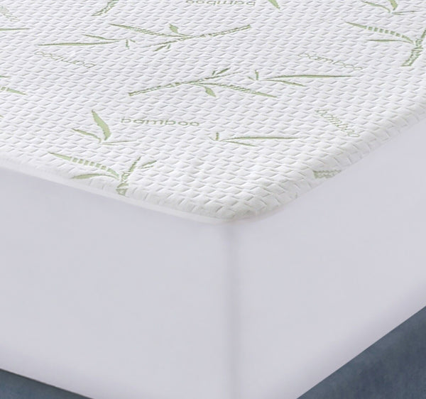 California King Cal-King Size Jacquard Quilted Bamboo Mattress Pad Fitted Elastic Cover Protector - Stretches up 18" Inches