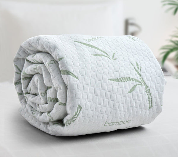 California King Cal-King Size Jacquard Quilted Bamboo Mattress Pad Fitted Elastic Cover Protector - Stretches up 18" Inches