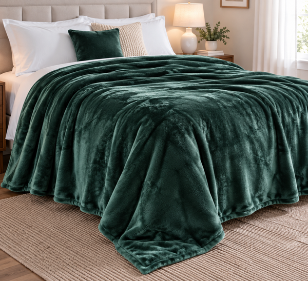 Solid Emerald Green Ultra Plush Fleece Ultra Soft Warm Cozy Bed Blanket