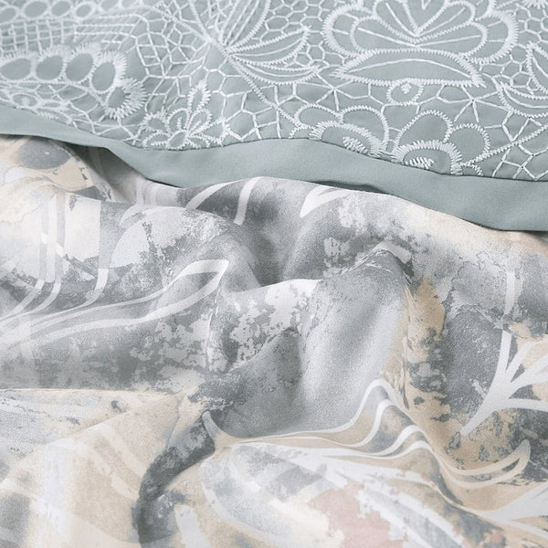 7 Piece Floral Modern Comforter Set Soft Bedding