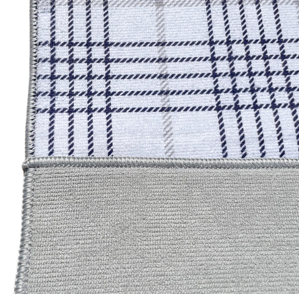 (Pack of 6) Reversible White Grey Plaid Large Soft Highly Absorbent Washable Dish Drying Mat - 20"x15"
