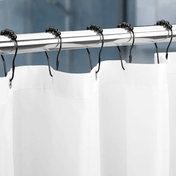 12 Piece Set - Matte Black Heavy Duty Shower Curtain Hooks Rings Rustproof Metal