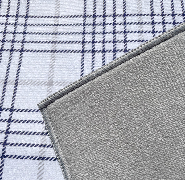 (Pack of 6) Reversible White Grey Plaid Large Soft Highly Absorbent Washable Dish Drying Mat - 20"x15"