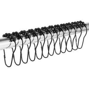 12 Piece Set - Matte Black Heavy Duty Shower Curtain Hooks Rings Rustproof Metal