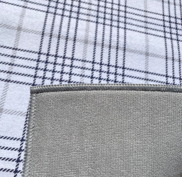 (Pack of 6) Reversible White Grey Plaid Large Soft Highly Absorbent Washable Dish Drying Mat - 20"x15"